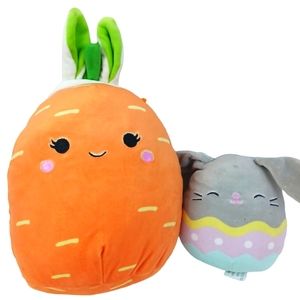 Squishmallows set of 2 Easter Caroleena Carrot 10" Blake Bunny Rabbit 5" spring